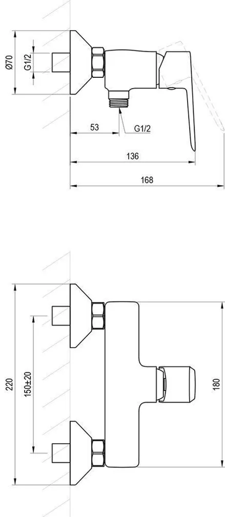 SEINAPEALNE DUŠISEGISTI RAVAK LIFE, LF 032.20BL, 150 MM, KROOM