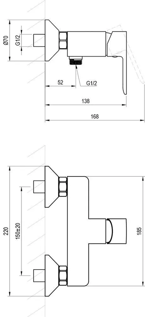 SEINAPEALNE DUŠISEGISTI RAVAK SOLAR SL 032.00CR, 150 MM, KROOM