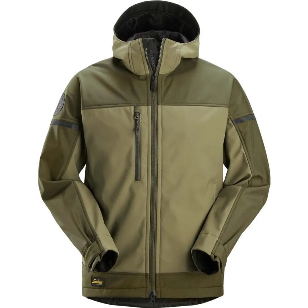 TÖÖJAKK SNICKERS ALLROUNDWORK SOFTSHELL KHAKIROHELINE SUURUS L