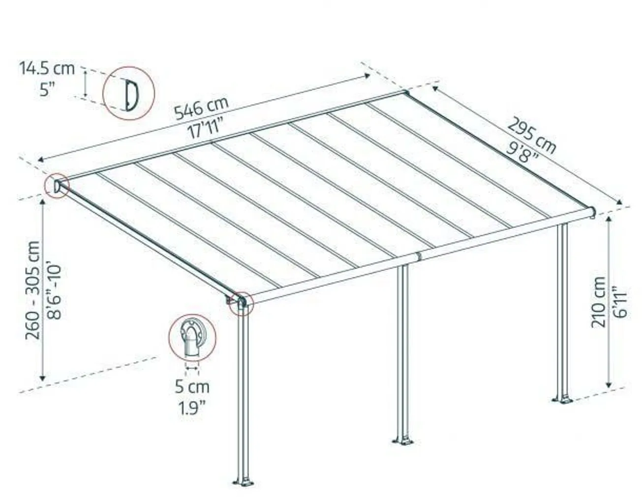 VARIKATUS TERRASSILE OLYMPIA 3X5,46M  HALL/PRONKS