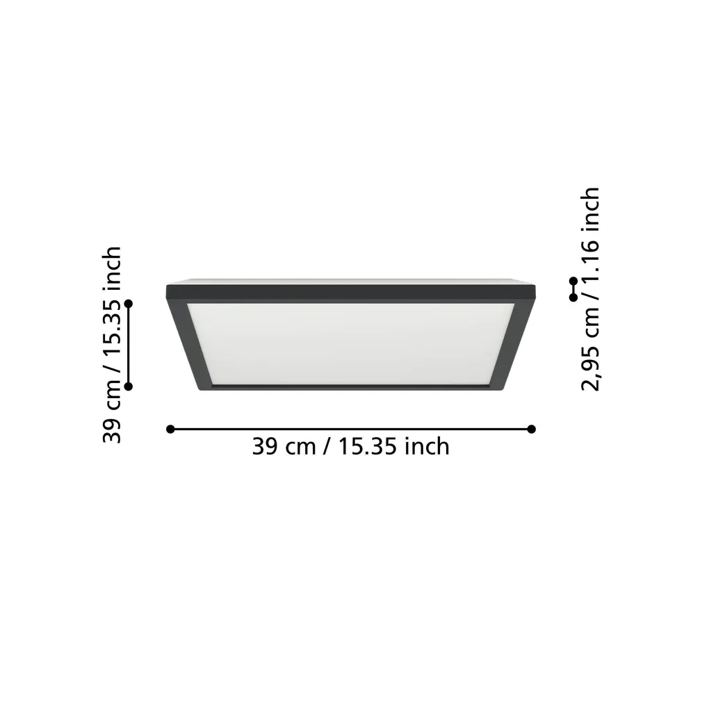 PLAFOON EGLO ROVITO-R IP44 2700-6500K 39X39CM PULT MUST