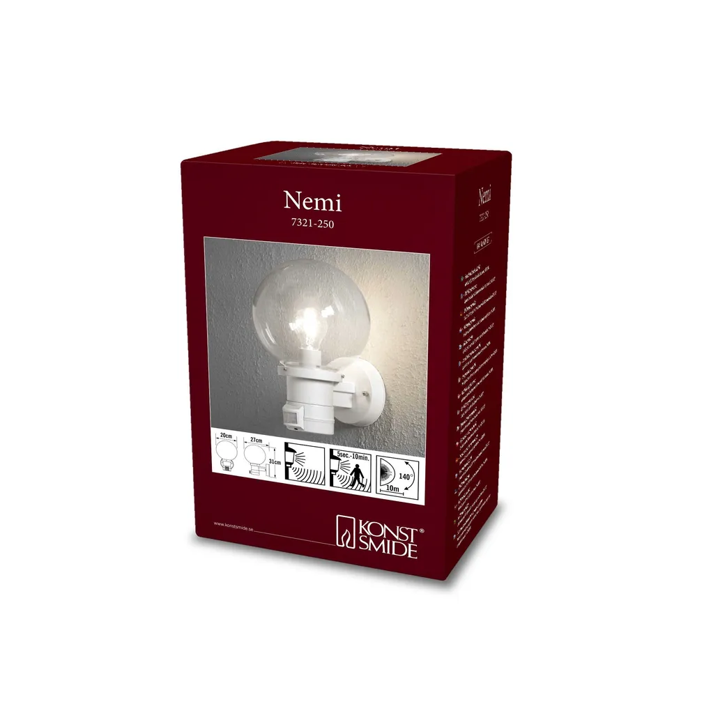 VÄLISVALGUSTI KONSTSMIDE NEMI UP SEINALE 60W IP44 E27 VALGE