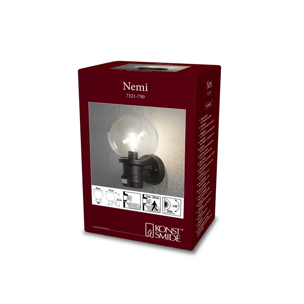 VÄLISVALGUSTI KONSTSMIDE NEMI UP SEINALE 60W IP44 E27 MUST