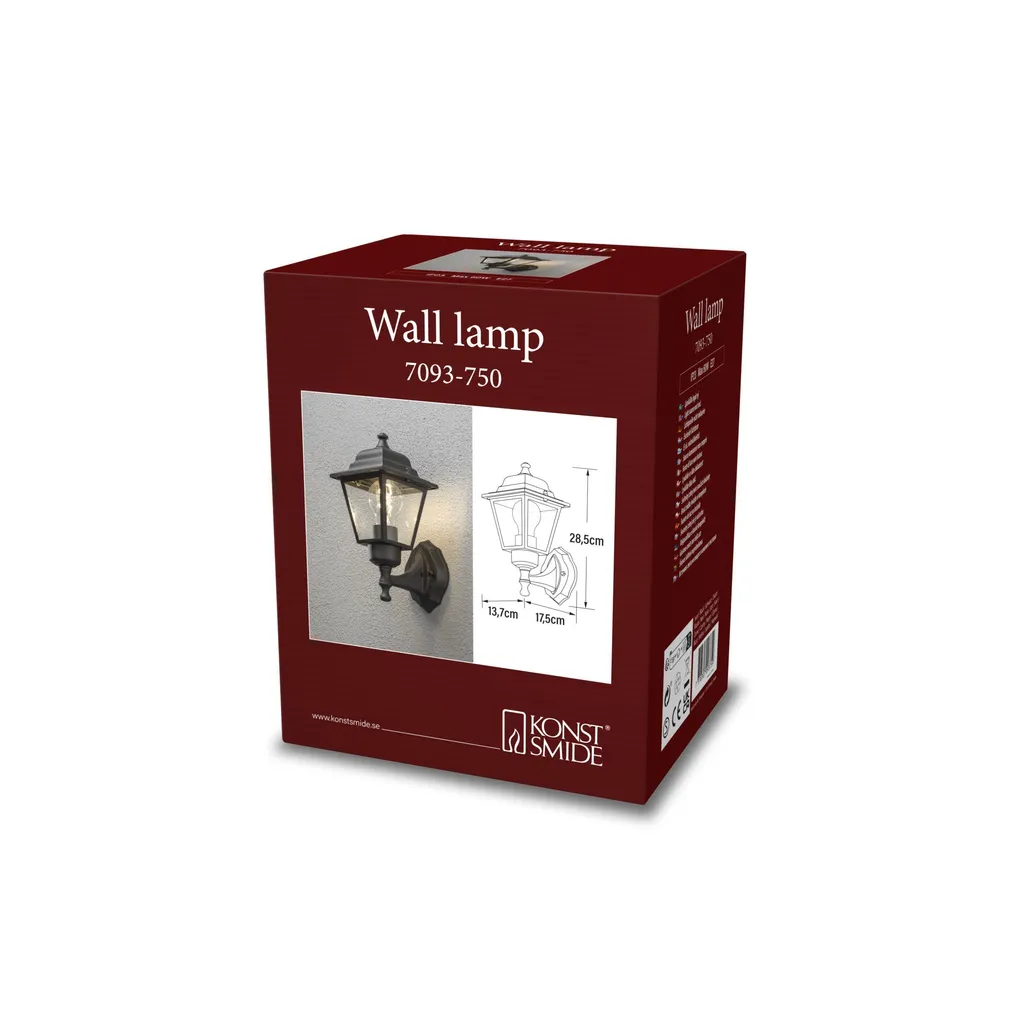 VÄLISVALGUSTI KONSTSMIDE BUDGET UP SEINALE 60W IP23 E27 MUST