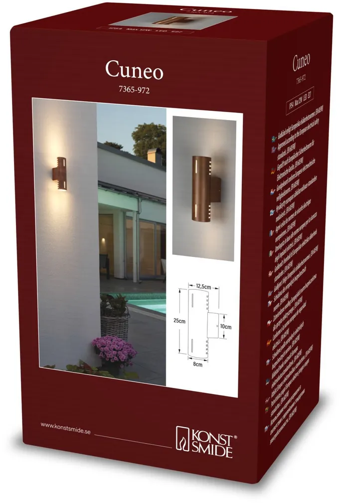 VÄLISVALGUSTI KONSTSMIDE CUNEO SEINALE E27 15W IP54 ROOSTE HÄMARDATAV