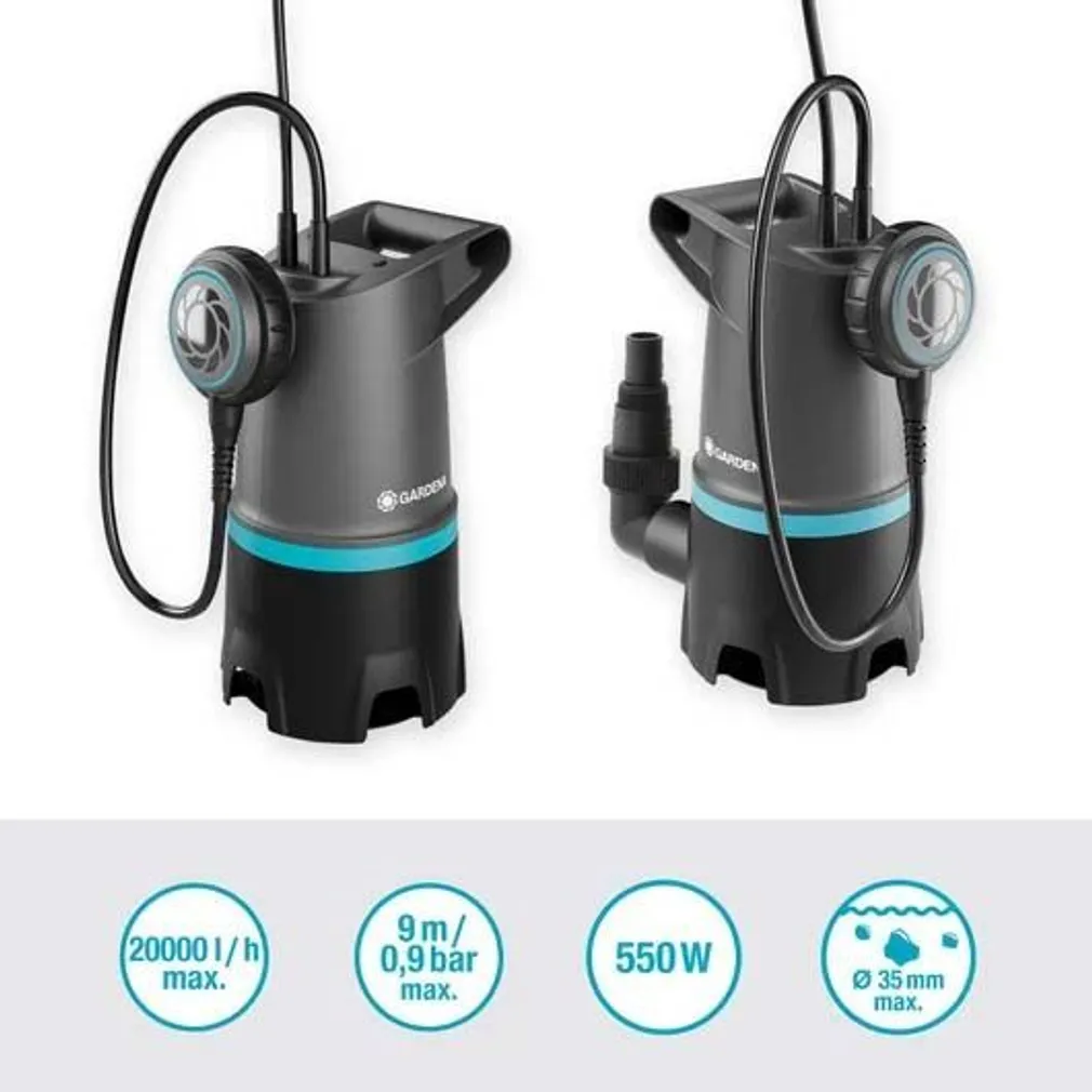 TÜHJENDUSPUMP GARDENA 20000 BASIC MUST VESI, UJUKLÜLITIGA