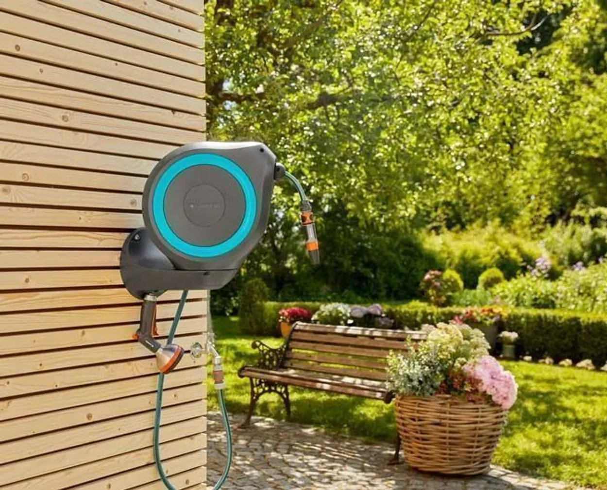 VOOLIKUPOOLI KOMPLEKT SEINALE GARDENA ROLL-UP S 15M, TÜRKIIS