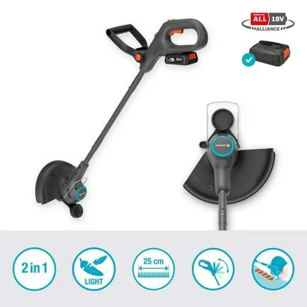 MURUTRIMMER GARDENA EASYTRIM 25/18V P4A, AKU JA LAADIJAGA