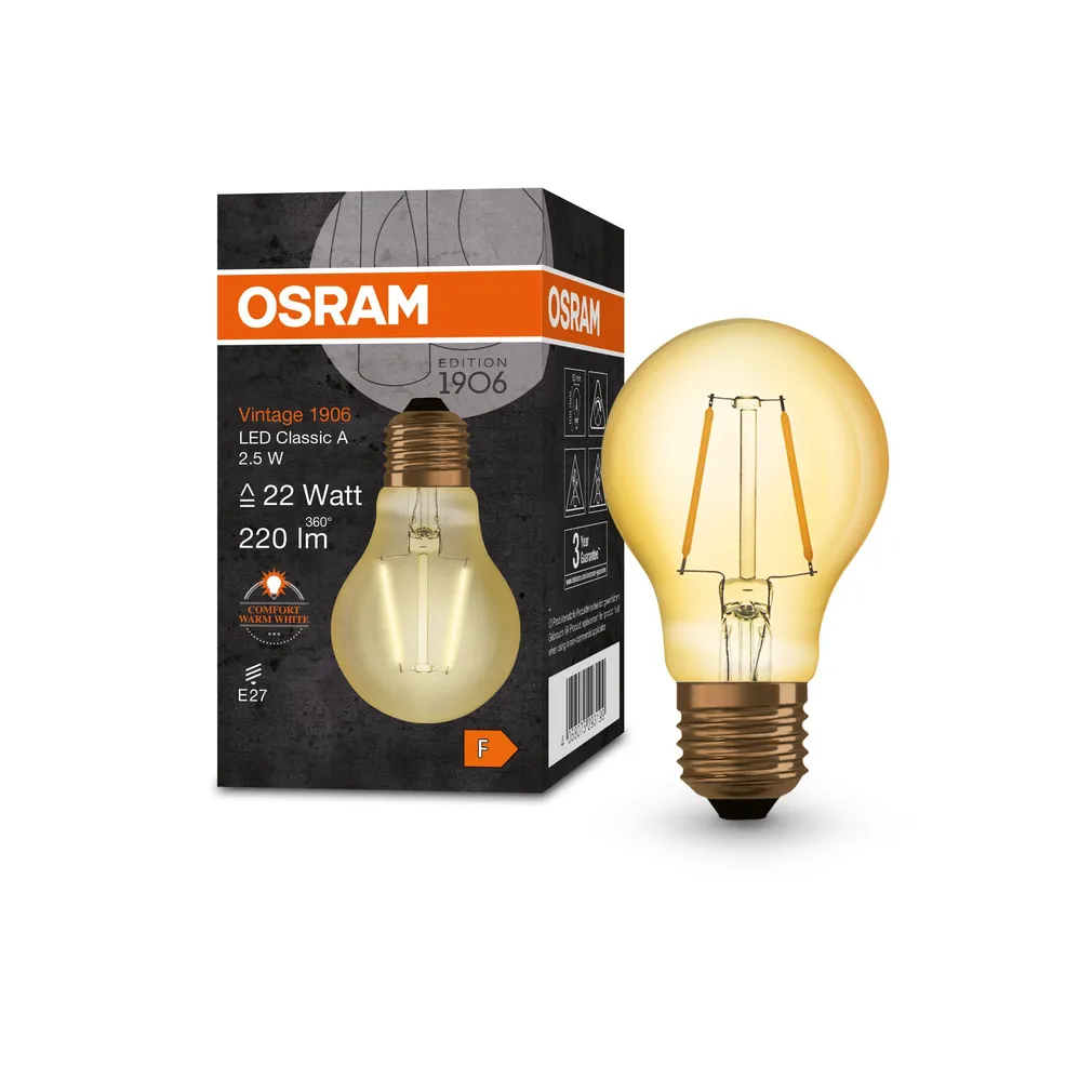 LED LAMP OSRAM VINTAGE CLASSIC 2,5W E27 220LM 2400K KULDNE