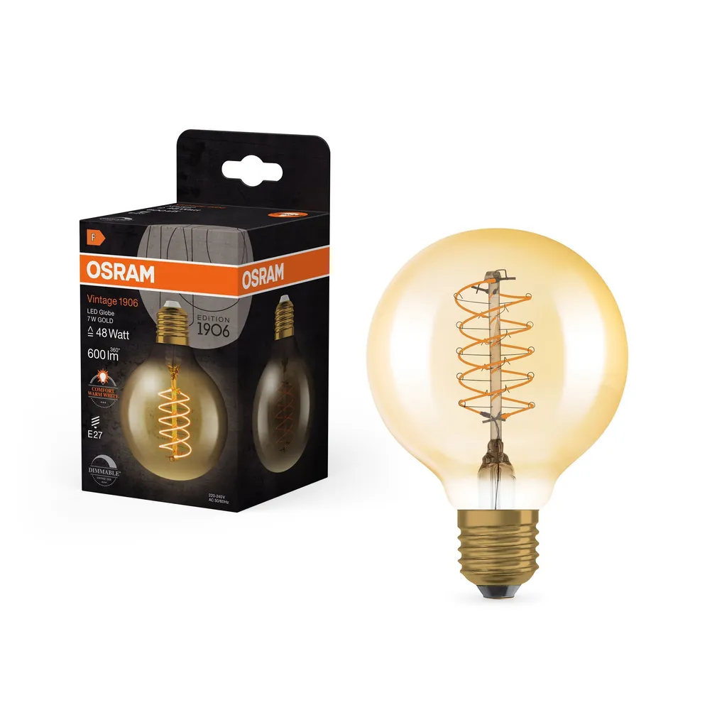 LED LAMP OSRAM VINTAGE GLOBE 80 7W E27 600LM 2200K KULDNE