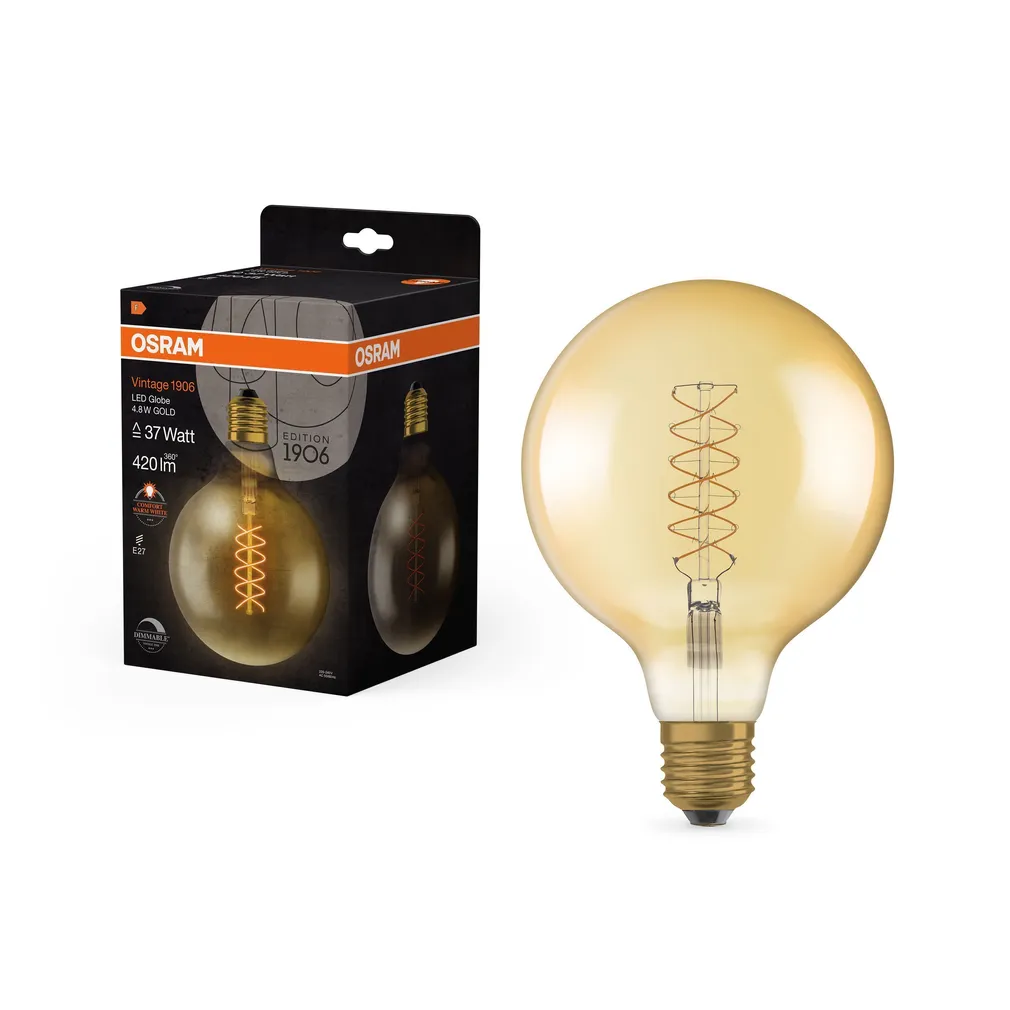 LED LAMP OSRAM VINTAGE GLOBE 125 4,8W E27 420LM 2200K KULDNE