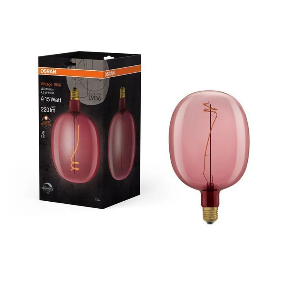 LED LAMP OSRAM VINTAGE BALLON 15 4,5W E27 220LM 1600K ROOSA
