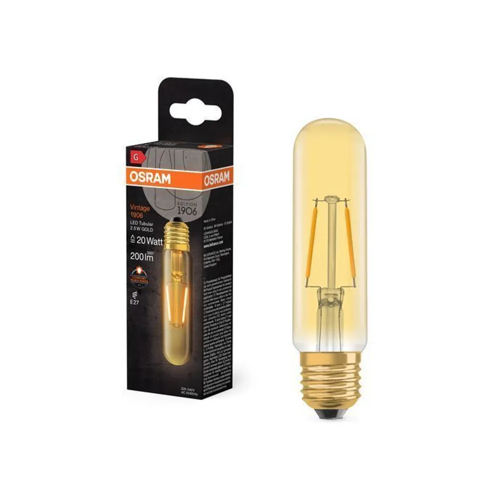 LED LAMP OSRAM VINTAGE TUBULAR 20 2,5W E27 200LM 2000K KULDNE