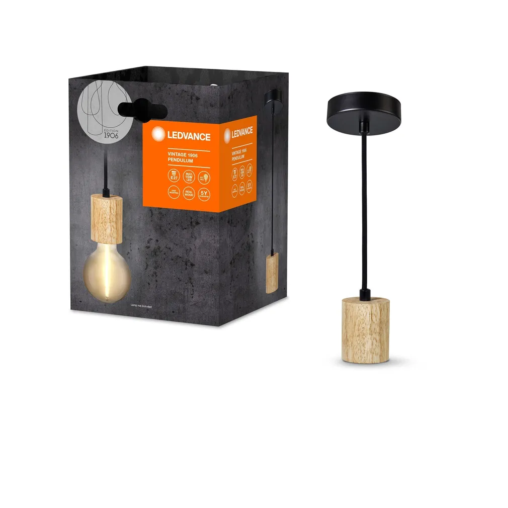 RIPPVALGUSTI LEDVANCE VINTAGE PENDULUM CYLINDER WOOD E27 PUIT