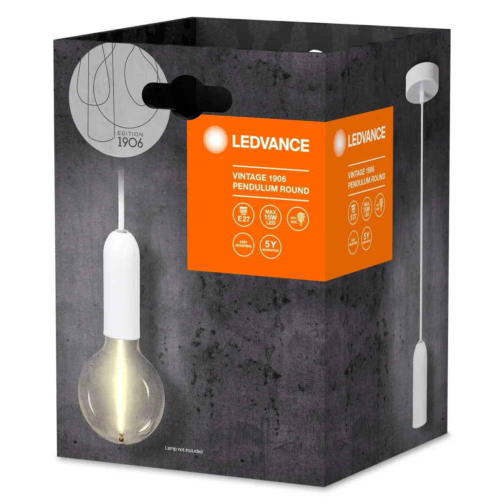 RIPPVALGUSTI LEDVANCE VINTAGE PENDULUM ROUND E27 VALGE