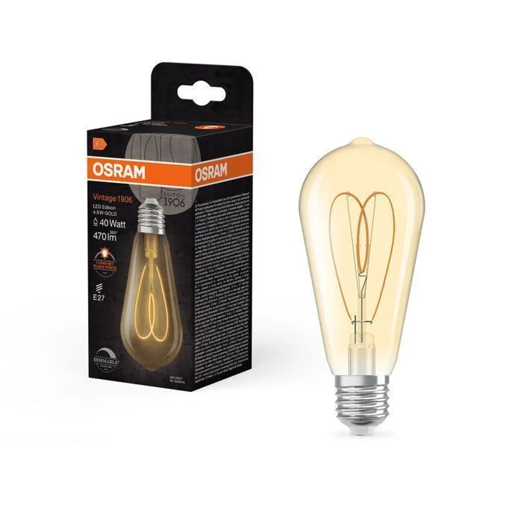 LED LAMP OSRAM VINTAGE EDISON 4,9W E27 470LM 2200K KULDNE
