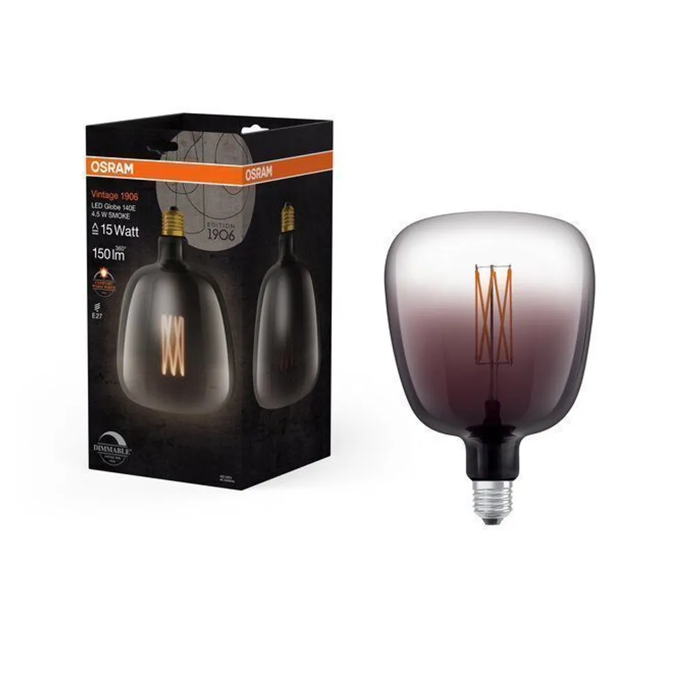 LED LAMP OSRAM VINTAGE GLOBE 140 4,5W E27 150LM 1600K SUITSUHALL