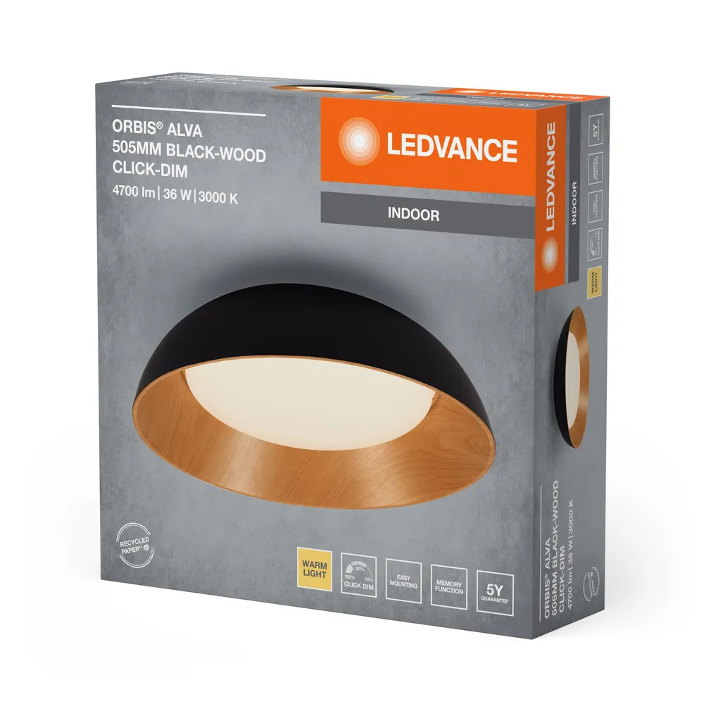 PLAFOON LEDVANCE ORBIS ALVA 505MM 36W MUST/PUIT