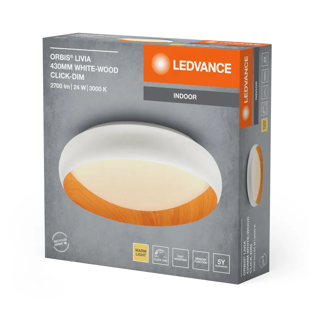 PLAFOON LEDVANCE ORBIS LIVIA 430MM 24W PUIT/VALGE