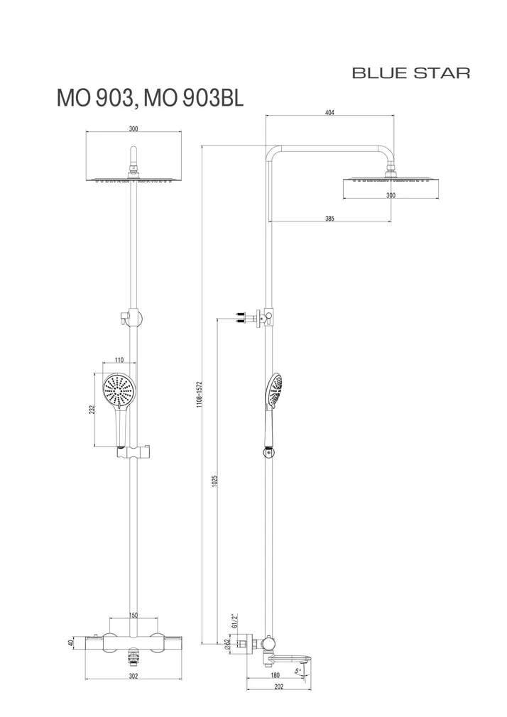 ÜLADUŠI KOMPLEKT BLUE STAR MODENA MO 903 TERM. SEGISTIGA KROOM