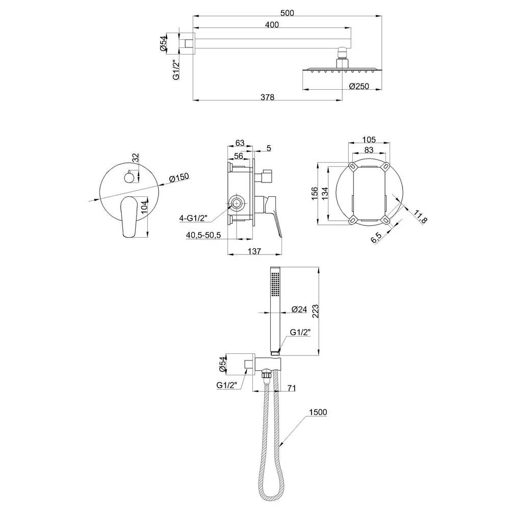 ÜLADUŠI KOMPLEKT INVENA 2F ALONIA TREND LÄIKIV MUST PEIDETUD