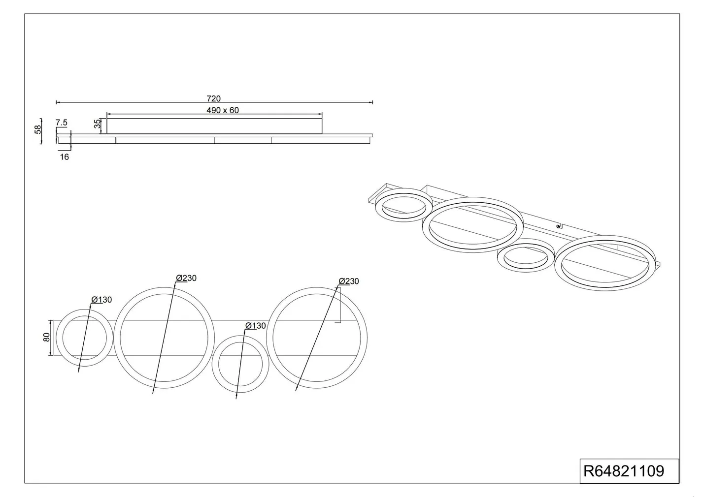 PLAFOON LED TRIO LUMOS 26,5W ALUMIINIUM
