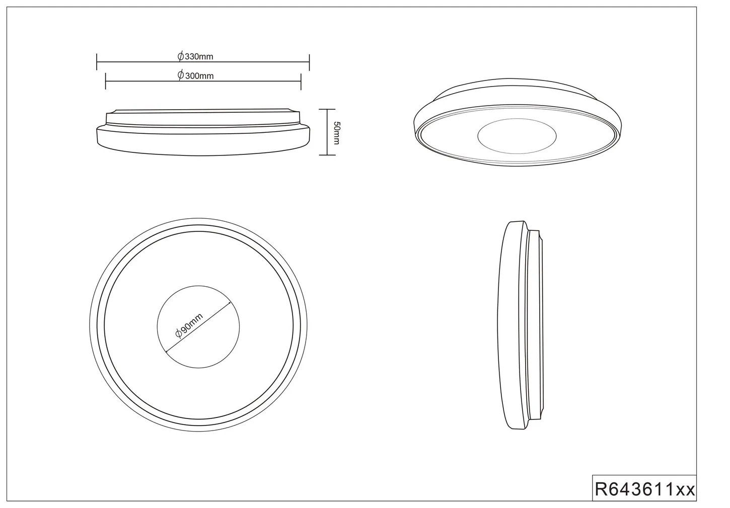 PLAFOON LED TRIO BUNDA 34CM 16W KROOM