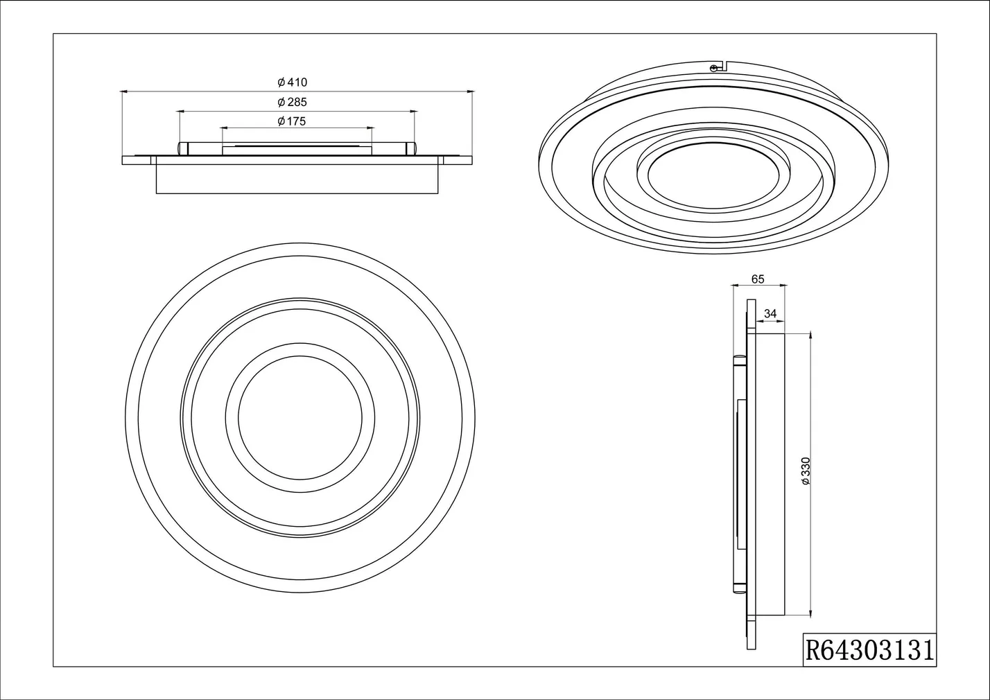 PLAFOON LED TRIO JORA 40CM MATT 46W VALGE