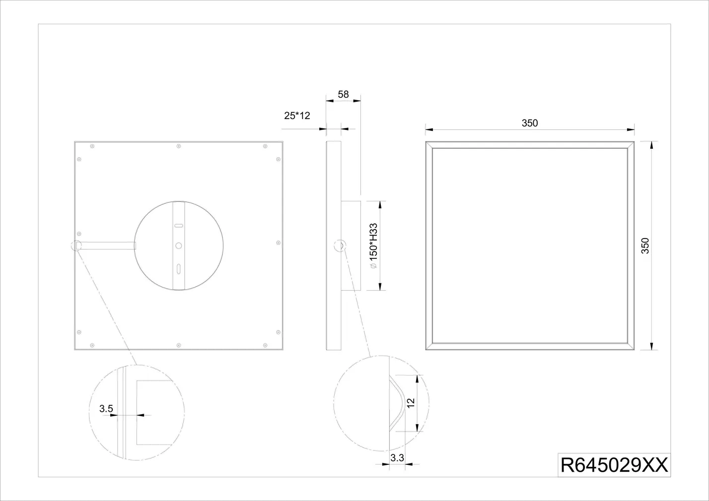 PLAFOON LED TRIO ROTONDA 20W MATT VALGE