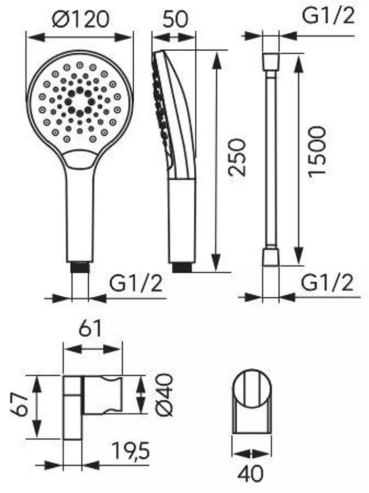 DUŠIOTSIK FERRO PHILA 3-FUNKTSIOONILINE, VOOLIKUGA, KROOM