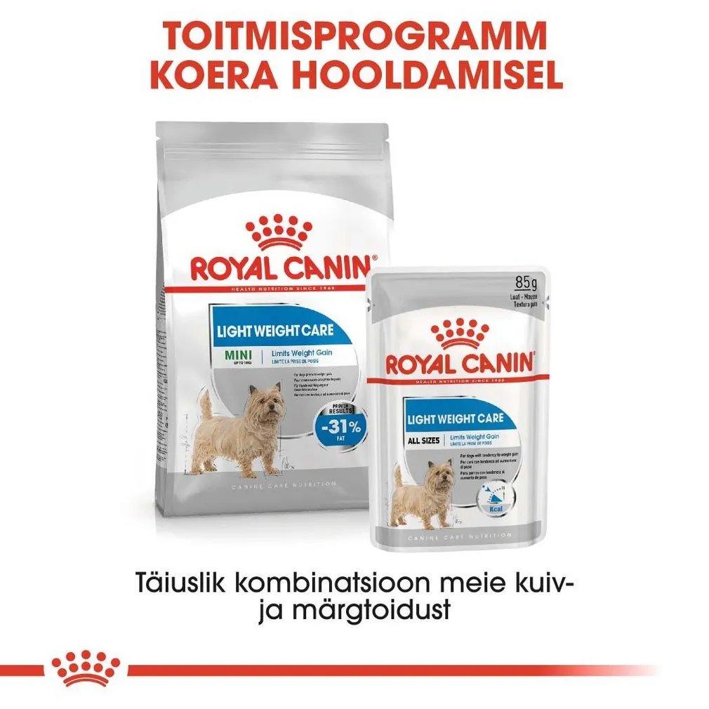 KUIVTOIT ROYAL CANIN LIGHT WEIGHT VÄIKEST KASVU KOERTELE 3KG