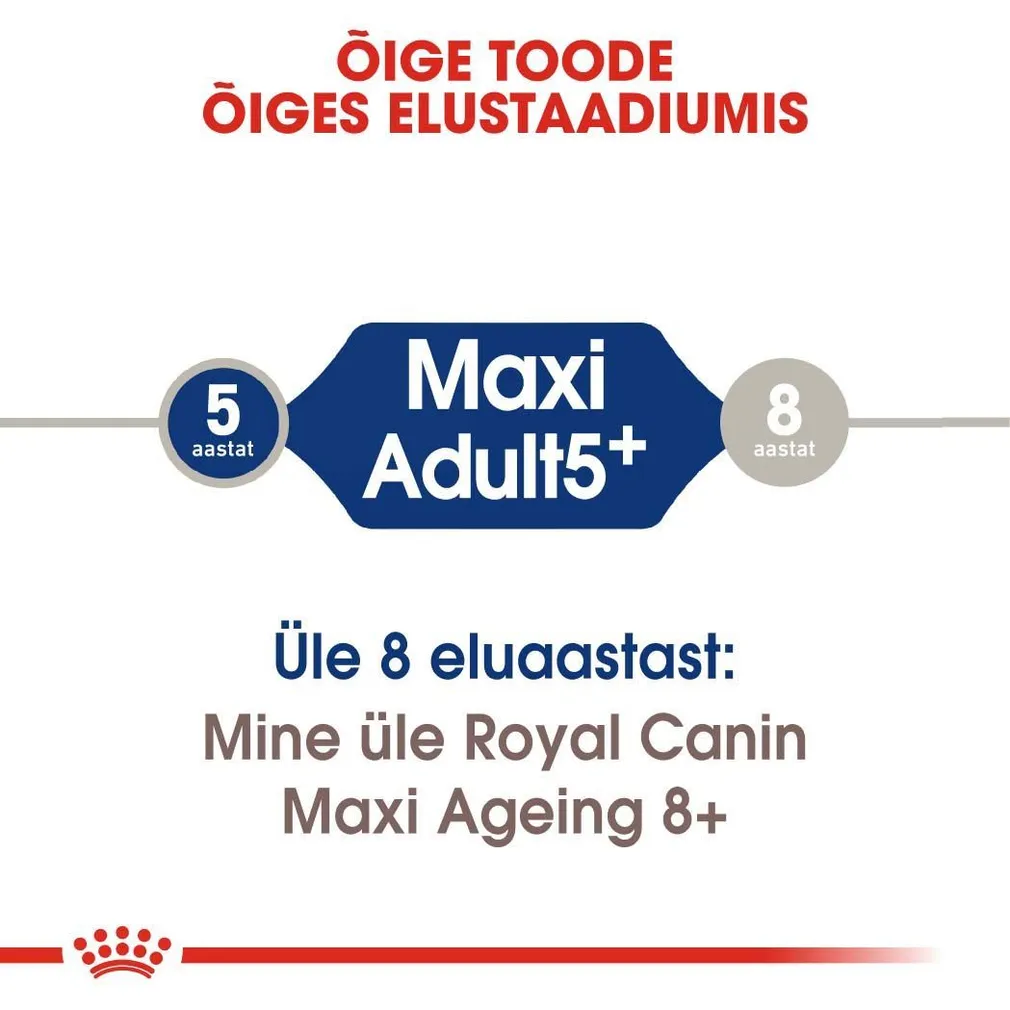 KUIVTOIT ROYAL CANIN ADULT 5+ SUURT KASVU KOERTELE 4KG