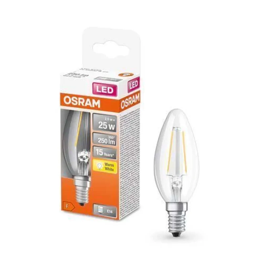 LED LAMP OSRAM STAR CLASSIC B FIL 2,5W 827 E14 NON-DIM