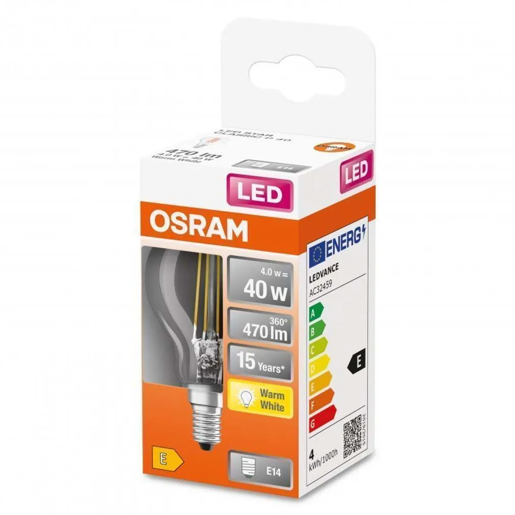 LED LAMP OSRAM STAR CLASSIC P FIL 4W 827 E14 NON-DIM
