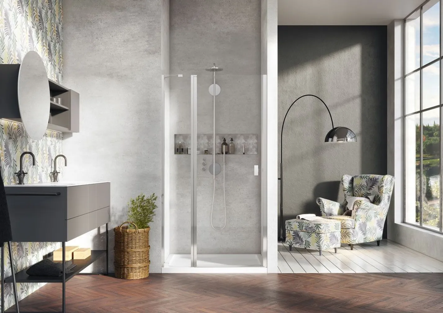 DUŠIUKS RADAWAY NES DWJ II 100X190CM PAREM