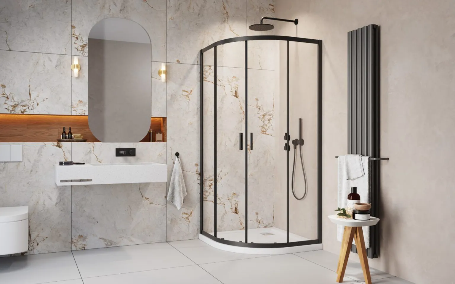 DUŠINURK RADAWAY ALIENTA BLACK A 90X90X190CM