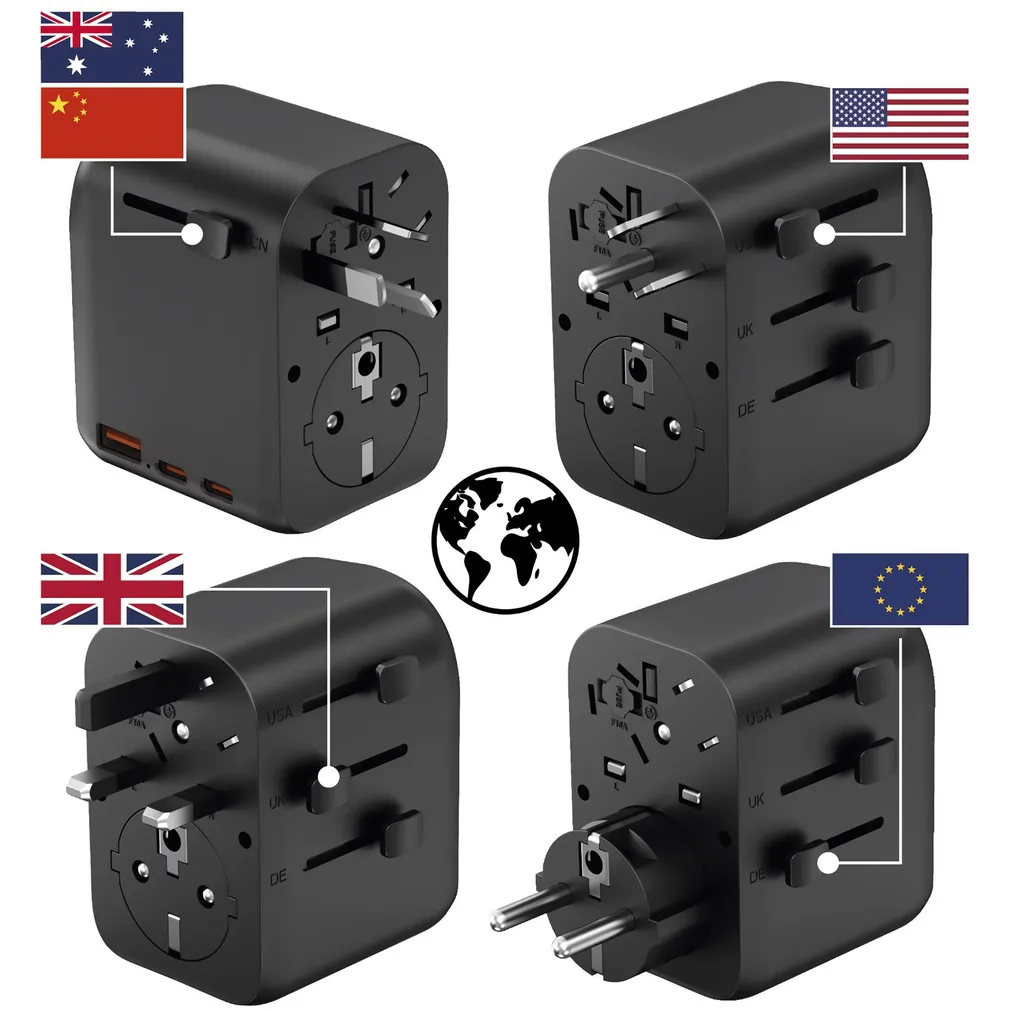 REISIADAPTER ELECTRALINE EUROOPA/MAAILM +2USB-C+1USB-A PD20W