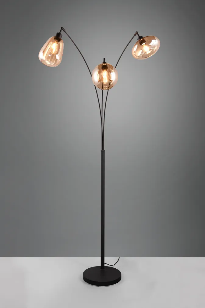 PÕRANDALAMP TRIO LUMINA 3XE14 MATT MUST/AMBER