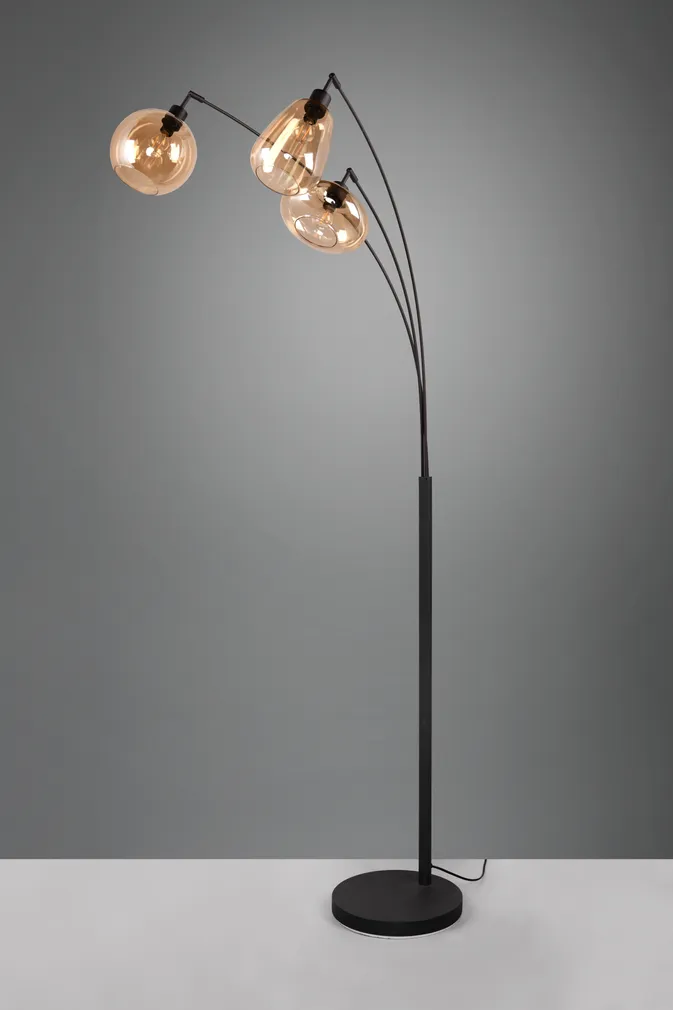 PÕRANDALAMP TRIO LUMINA 3XE14 MATT MUST/AMBER