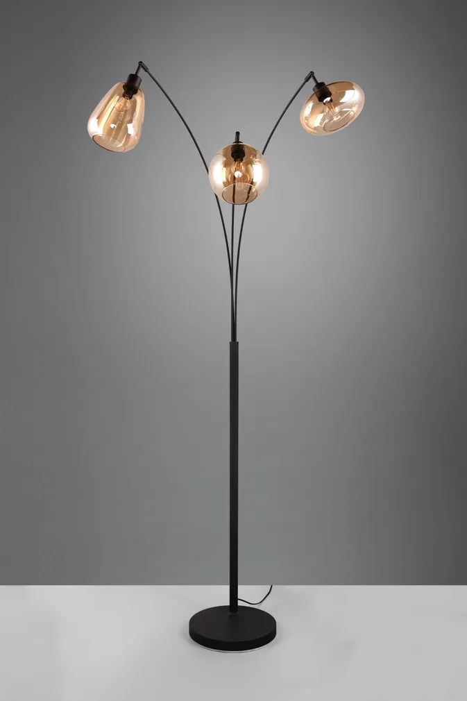 PÕRANDALAMP TRIO LUMINA 3XE14 MATT MUST/AMBER