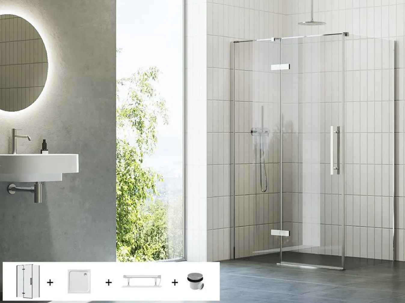 DUŠIKOMPLEKT RAVAK 100X195CM 5IN1 COSD2+COPS, SET13 KROOM