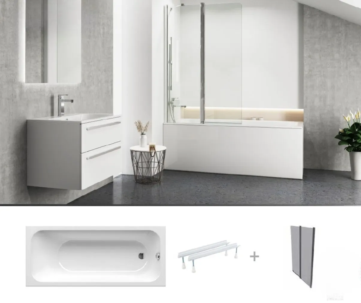 VANN RAVAK CHROME 160X70CM SETV20L VANNISEINAGA, VALGE