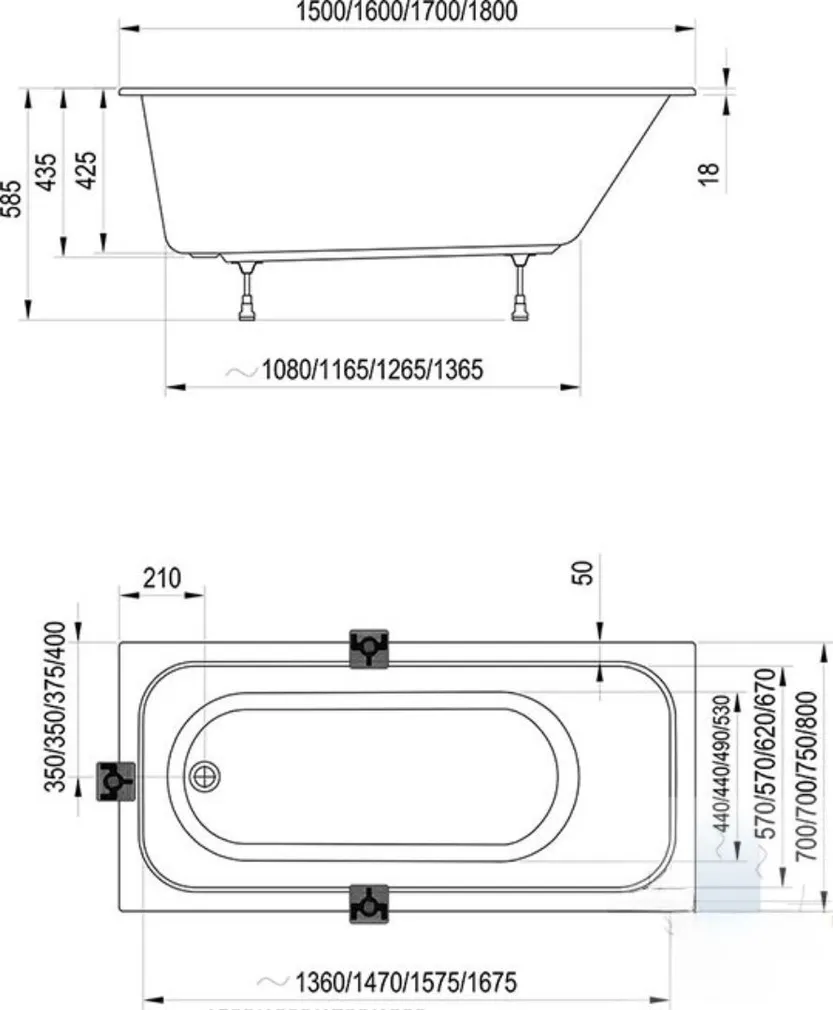 VANN RAVAK CHROME 180X80CM SETV27R VANNISEINAGA, SATIIN