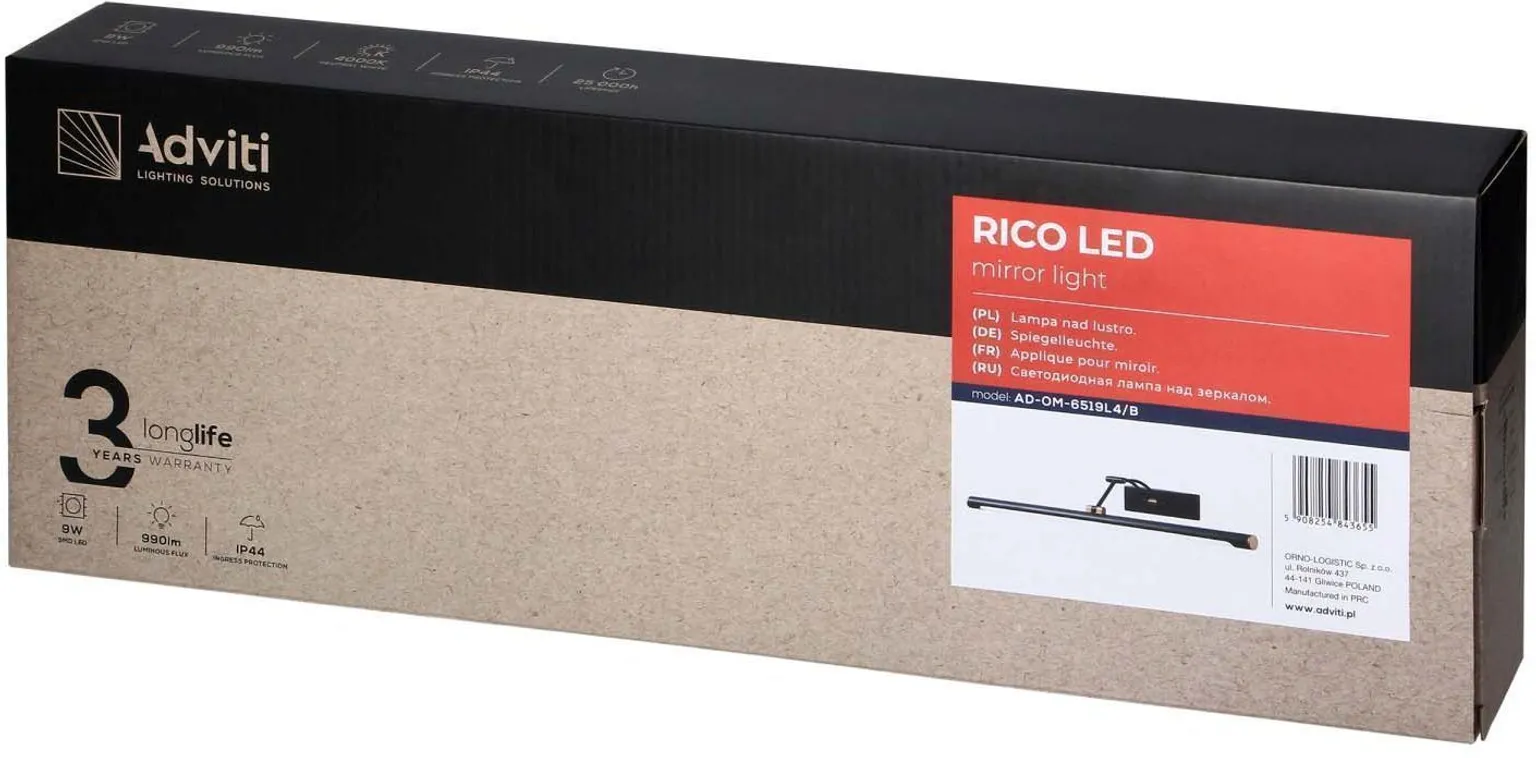 VANNITOAVALGUSTI ADVITI RICO LED 9W 50CM MUST