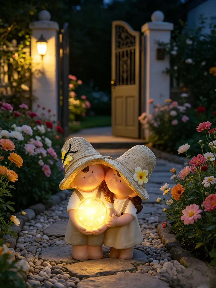 AIAVALGUSTI SOLAR POISS JA TÜDRUK LED 1,2V 40MAH 38CM