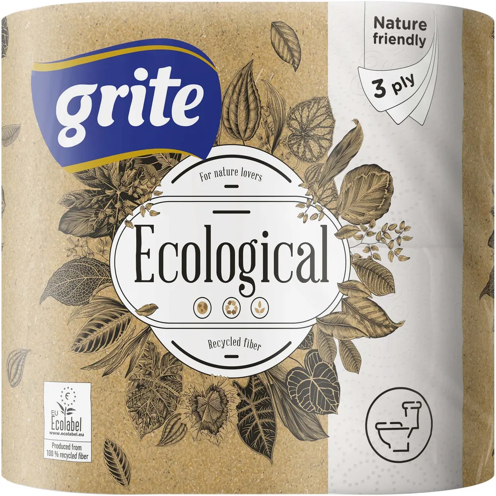 TUALETTPABER GRITE ECOLOGICAL 3-KIHILINE 4 RULLI