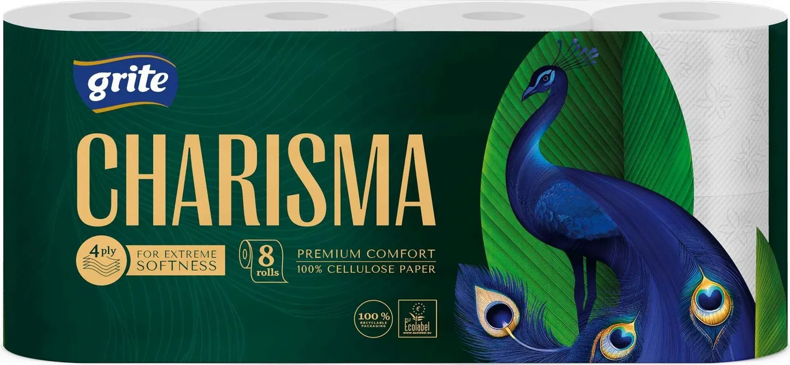 TUALETTPABER GRITE CHARISMA 4-KIHILINE 8 RULLI