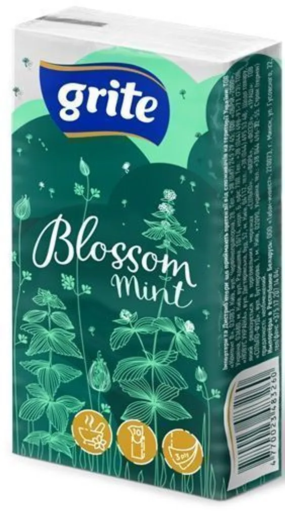 TASKURÄTIKUD GRITE BLOSSOM MINT 3-KIHILINE 10TK/PK