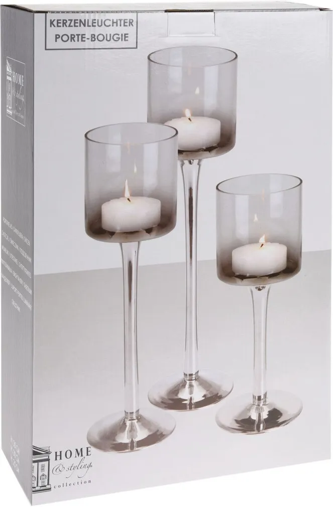 KÜÜNLAHOIDJATE KOMPLEKT 3-OSALINE KLAAS HÕBE