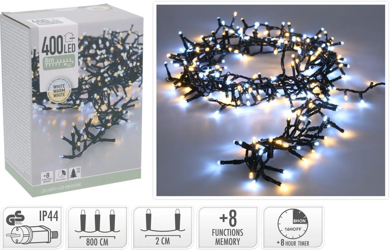 JÕULUVALGUSTUS SISE 400LED IP44 KÜLM/SOE VALGUS 8M